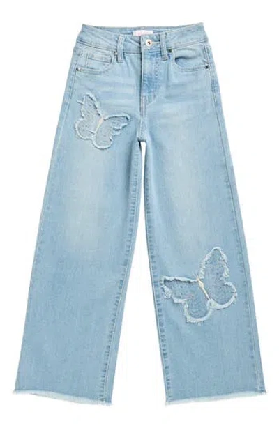Ymi Kids' Butterfly Wide Leg Jeans In Blue