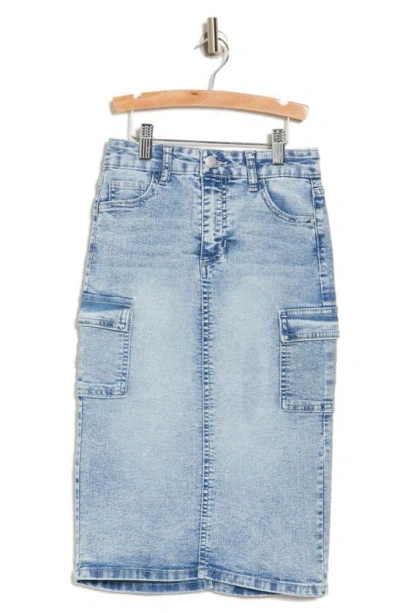 Ymi Kids' Denim Cargo Maxi Skirt In Blue