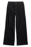 Ymi Kids' Elastic Back Wide Leg Jeans In Black