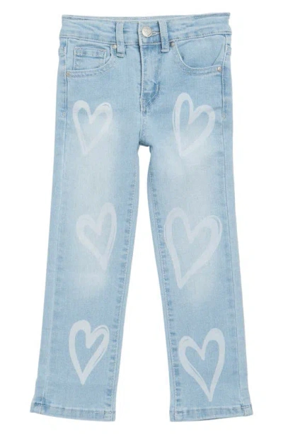 Ymi Kids' Heart Wide Leg Jeans In Light Wash