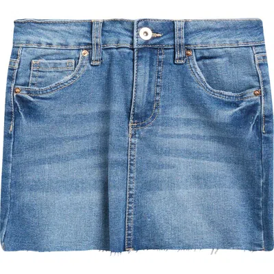 Ymi Kids' Micro Denim Miniskirt With Shorts In Blue