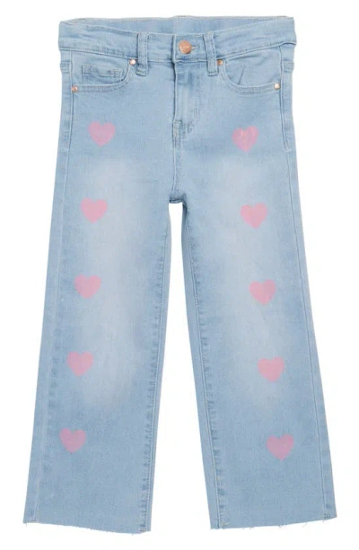 Ymi Kids' Pink Heart Flare Leg Jeans In All Over Potassium 3