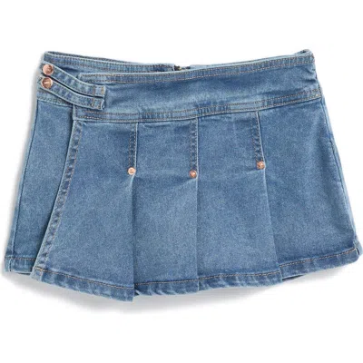 Ymi Kids' Pleated Denim Skort In Light