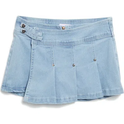 Ymi Kids' Pleated Denim Skort In Medium Blue