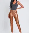 Ymi Lina High Rise Metallic Skinny Jean In Copper In Multi