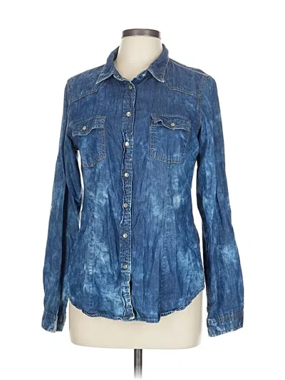 Pre-owned Ymi Long Sleeve Button Down Shirt In Blue
