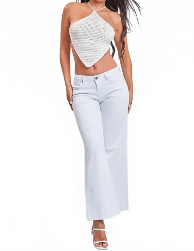 Ymi Low Rise Wide Leg Jean In White In Brown