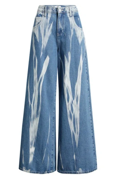 Ymi Relaxed Baggy Wide Leg Jeans In Blue