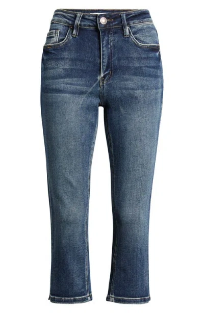 Ymi Side Slit High Waist Capri Jeans In Blue