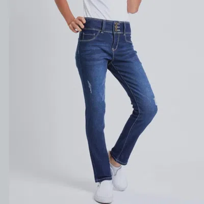 Ymi Teens Rips Tatters Skinny Jeans In Dark Wash Denim In Multi
