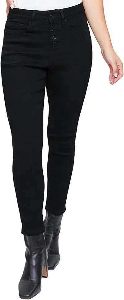 Ymi Vintage High-rise Exposed Button Fly Anklet Jean In Black