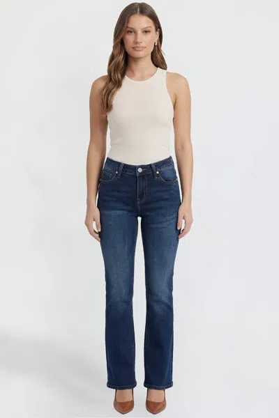 Ymi Women's Bootcut Jeans With Cross Hatch Detail In Blue