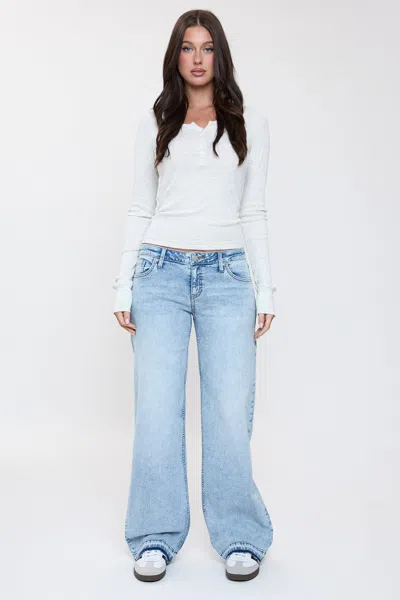 Ymi Women's Britney Release Hem Wide Leg Jeans In Blue