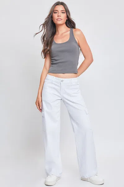 Ymi Women's Cargo Jeans With Bungee Hem In Blue