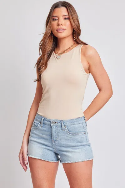 Ymi Women's Heavy Stitch Embroidered Frayed Shorts In Blue