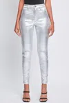 Ymi Women's High Rise Metallic Skinny Jean - Plus In Silver In Metallic