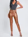 Ymi Women's Lina High-rise Metallic Skinny Jean In Copper In Multi