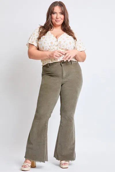 Ymi Women's Plus Corduroy Flare Pants In Gray