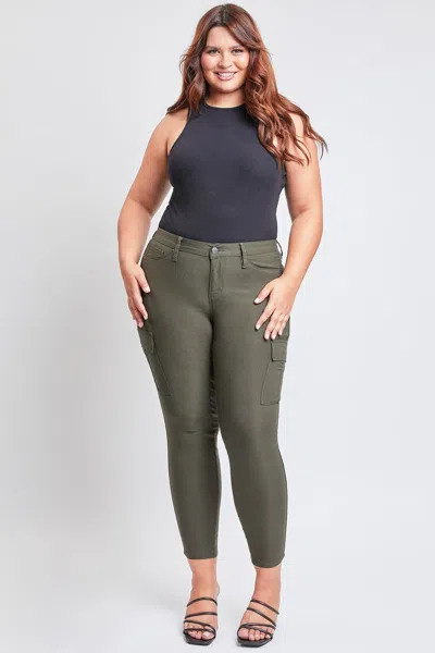 Ymi Women's Plus Hyperstretch Skinny Cargo Pants In Green