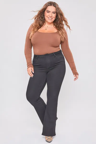 Ymi Women's Plus Size Basic Flare Jeans In Black