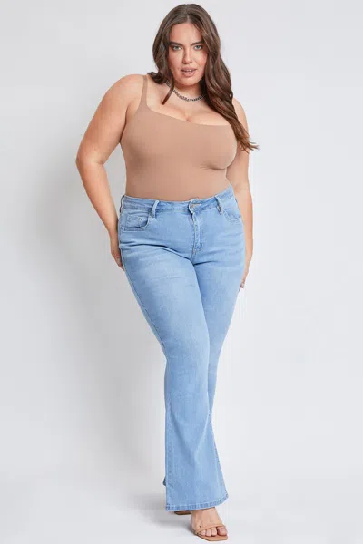 Ymi Women's Plus Size Basic Flare Jeans In Blue