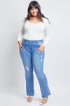 Ymi Women's Plus Size Basic Flare Jeans In Blue