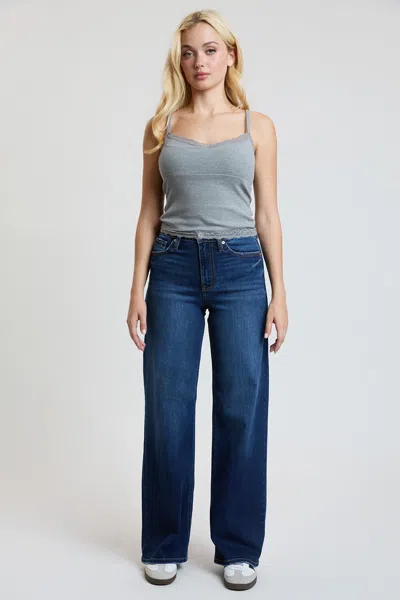 Ymi Women's Super Soft High Rise Wide Leg Jeans In Blue