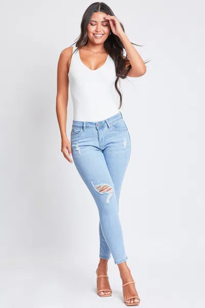 Ymi Women's Sustainable Wannabettabutt Skinny Distressed Jeans In Blue