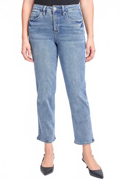 Ymi Women's Vintage High Rise Slim Straight Jeans In Medium Wash In Blue