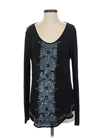 Pre-owned Yoana Baraschi Long Sleeve Top Black Scoop Neck Tops