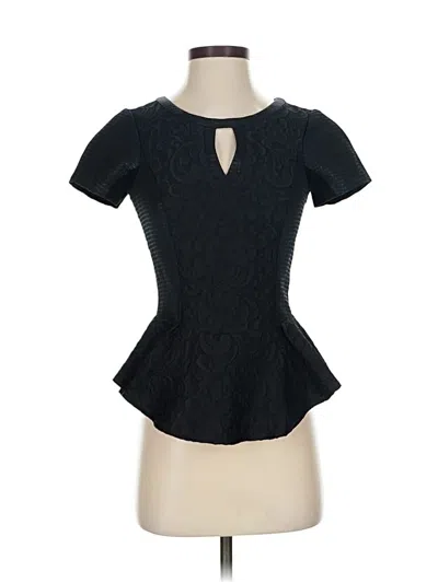 Pre-owned Yoana Baraschi Short Sleeve Top Black Keyhole Neckline Tops