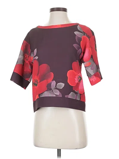 Pre-owned Yoana Baraschi Short Sleeve Top Burgundy Boatneck Tops