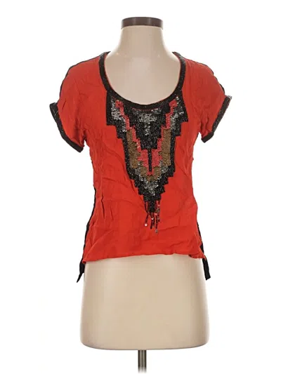 Pre-owned Yoana Baraschi Short Sleeve Top Red Scoop Neck Tops