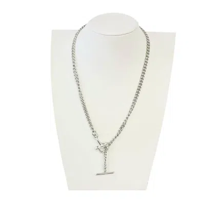 Yochi Women's Classic Y Chain Necklace With Horse-bit Toggle In Silver
