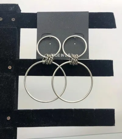 Yochi Women's Double Circle Earrings In Silver