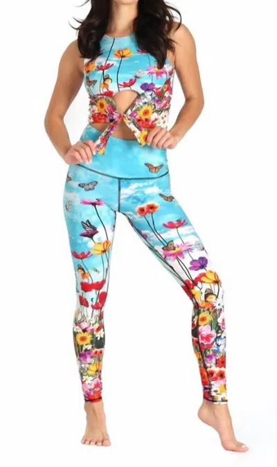 Yoga Democracy Yoga Leggings In Flower In Blue