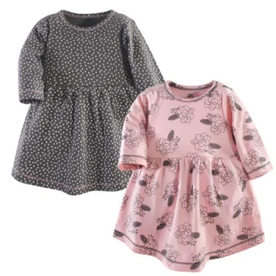 Yoga Sprout Babies'  Twin Long-sleeve Dress Bundle In Pink