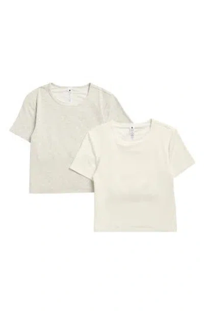 Yogalicious 2-pack Tara Heavenly Rib Crop T-shirts In Neutral