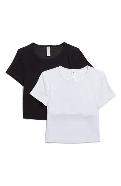 Yogalicious 2-pack Tara Heavenly Rib Crop T-shirts In Black/white