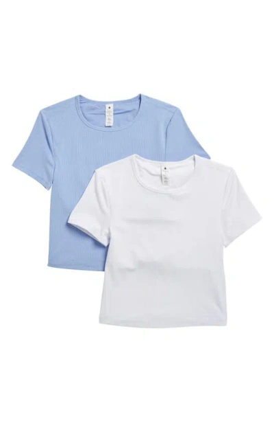 Yogalicious 2-pack Tara Heavenly Rib Crop T-shirts In Grapemist/white