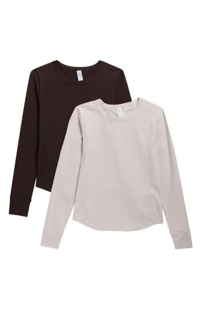 Yogalicious 2-pack Audrina Crewneck T-shirts In Chocolate Torte/ Cloud