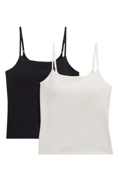Yogalicious 2-pack Cloud Skin Newbury Camisoles In Black/ Sugar Swizzle