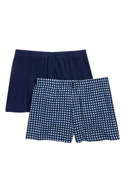 Yogalicious 2-pack Gingham Lounge Shorts In Blue