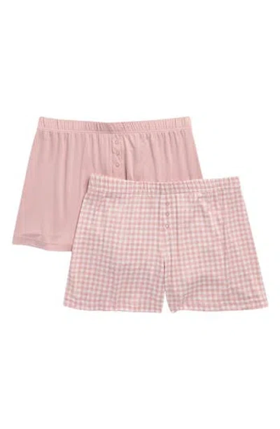 Yogalicious 2-pack Gingham Lounge Shorts In Pink