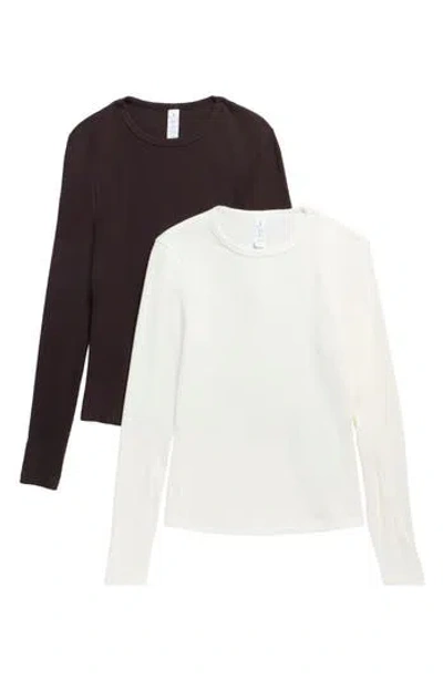 Yogalicious 2-pack Liana Soft Ribbed Crewneck T-shirts In Multi