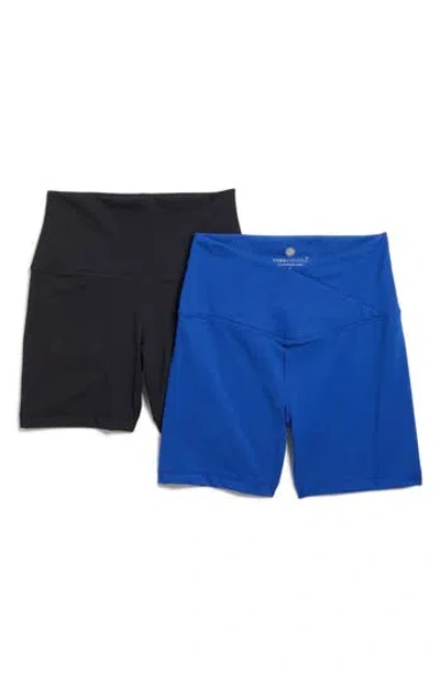 Yogalicious 2-pack Lux Crossover Front High Waist Bike Shorts In Multi