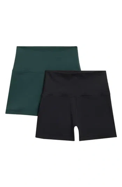 Yogalicious 2-pack Lux Everyday Elastic-free High Waist Bike Shorts In Multi
