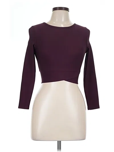 Pre-owned Yogalicious 3/4 Sleeve T-shirt In Burgundy