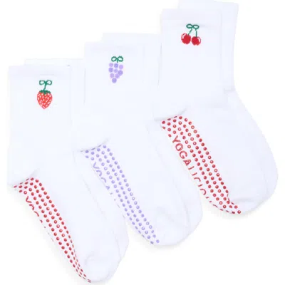 Yogalicious 3-pack Fruit Jacquard Half Crew Socks
