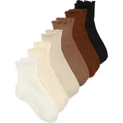 Yogalicious 6-pack Ruffle Edge Crew Socks In Multi